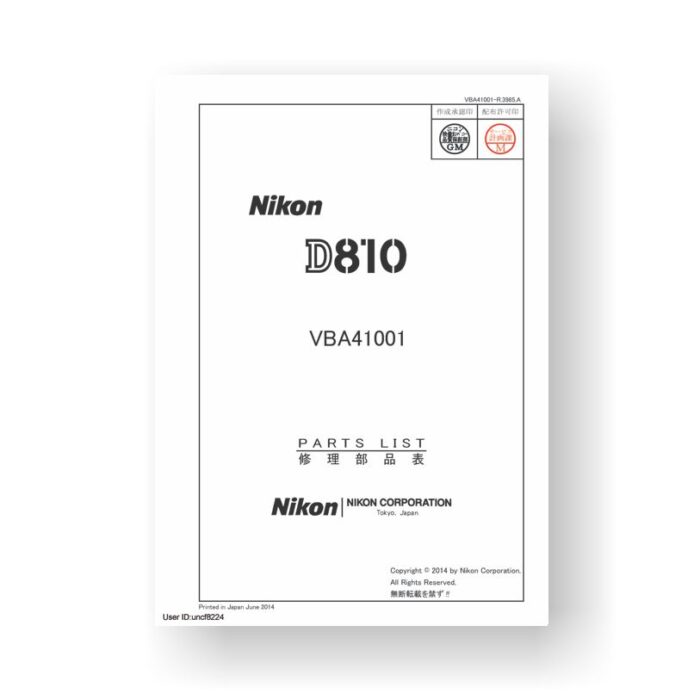 40-page PDF 2.03 MB download for the Nikon D810 Parts List | Digital SLR