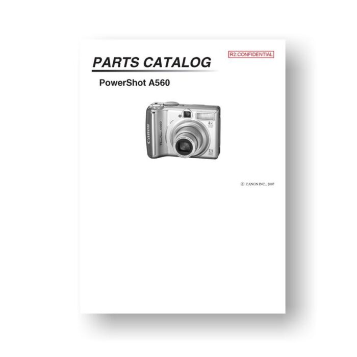 15-page PDF 998 KB download for the Canon A560 Parts Catalog | Powershot Digital