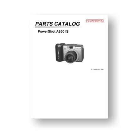 27-page PDF 1.04 MB download for the Canon A650IS Parts Catalog