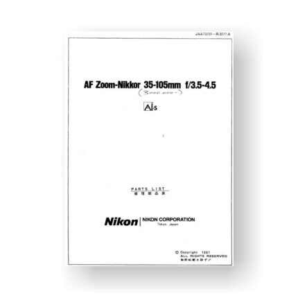 Nikon JAA12951 Service Manual Parts List Nikkor AF 35 2.0 D AIS