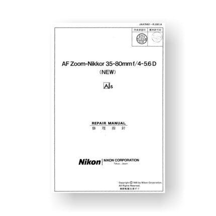 Nikon JAA75451 Repair Manual Parts List | AF 35-80 4-5.6 D AIS