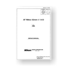 Nikon JAA01151 Repair Manual Parts List AF 50 1.4 D AIS