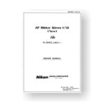 Nikon JAA00903 Repair Manual Nikkor AF 50 1.8 AIS