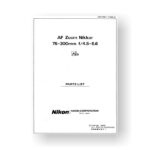 Nikon JAA73801 Parts List AF 75-300 4.5-5.6 AIS