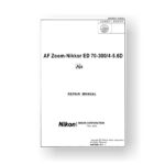 Nikon JAA76451 Repair Manual AF ED 70-300 4-5.6 D AIS