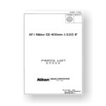 Nikon JAA52051 Parts List Nikkor AF-I ED 400 2.8 D IF