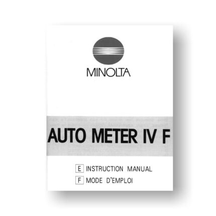 Minolta Auto Meter IV F Owners Manual Download