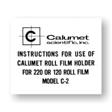 Calumet C2 Film Holder Owners Manual