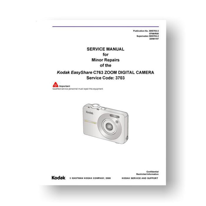 Kodak C763 Service Manual Parts List | Easyshare C763