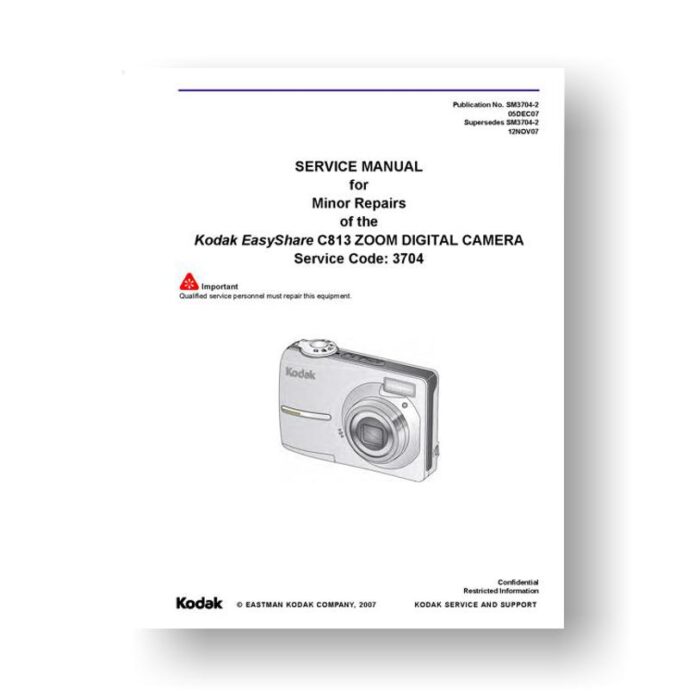 Kodak C813 Service Manual Parts List | Easyshare C813