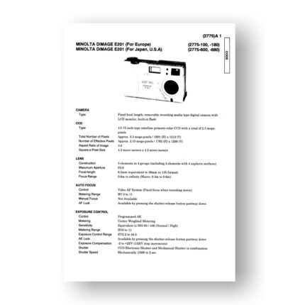 Minolta 2775 Service Manual Parts List | Dimage E201