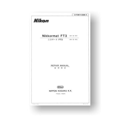 175-page PDF 14.5 MB download for the Nikon Nikkormat FT3 Repair Manual Parts List | SLR Film Camera