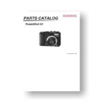 20-page PDF 908 KB download for the Canon G7 Parts Catalog | Powershot