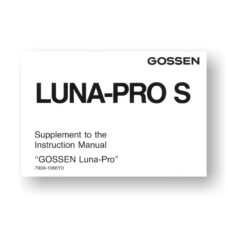 Gossen Luna-Pro Owners Manual | Luna Pro-S