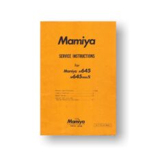 129 page PDF 7.35 MB download for the Mamiya M645 Service Parts Download