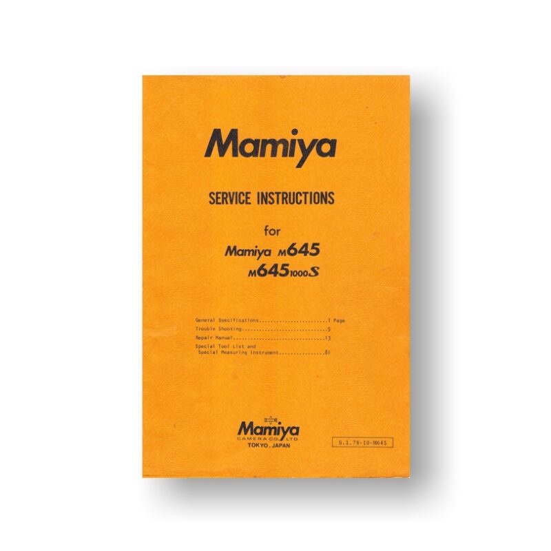 Mamiya M645 Service Manual Parts List | USCamera Downloads | Parts