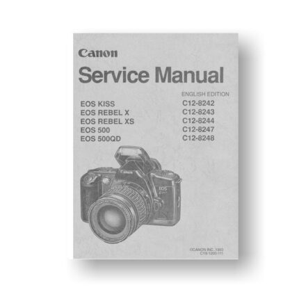 201-page PDF 28 MB download for the Canon CY8-1200-111 Service Manual Parts List | EOS Rebel X | Rebel XS | EOS Kiss | EOS 500 | 500QD