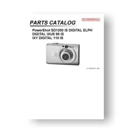 20-page PDF 1.53 MB download for the Canon SD1200IS Parts Catalog