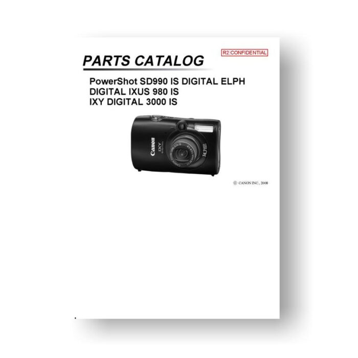 26-page PDF 1.00 MB download for the Canon SD990 IS Parts Catalog | PowerShot