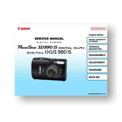 148-page PDF 14.91 MB download for the Canon SD990 IS Service Manual Parts Catalog | Powershot