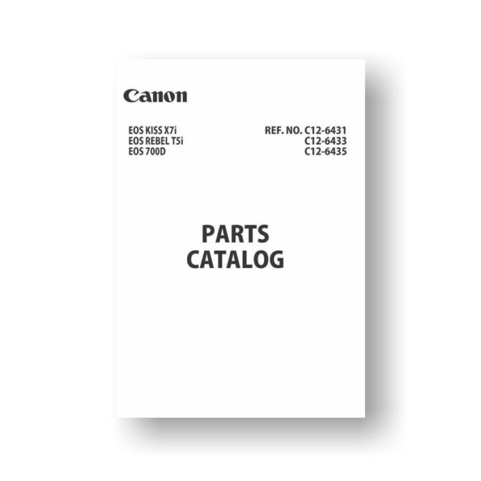 13-page PDF 5.70 MB download for the Canon C12-6433 Parts Catalog | EOS 700D | EOS Kiss X7i | EOS Rebel T5i