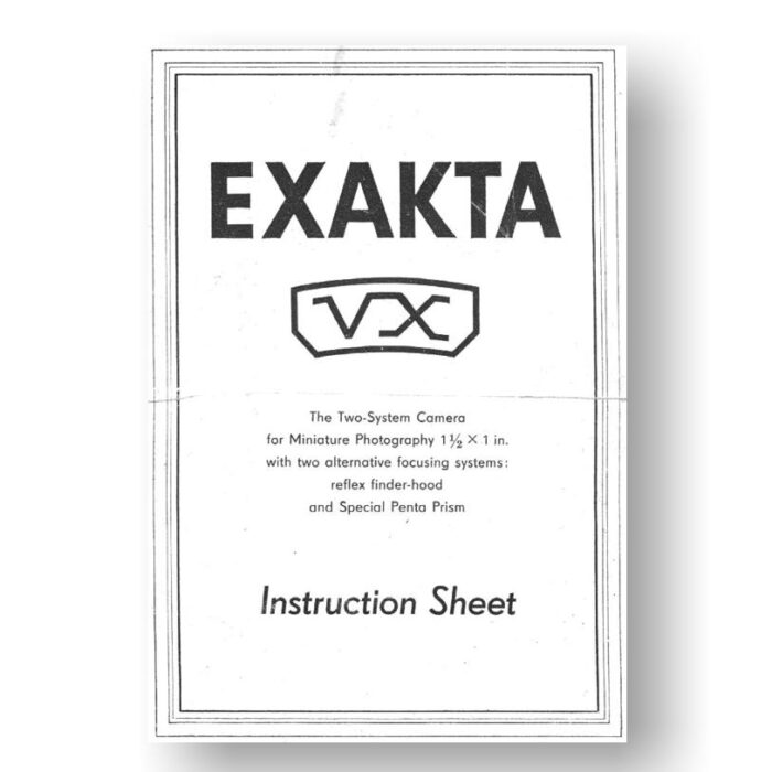 Exakta VX Owners Manual Download