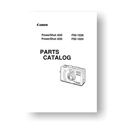 7 page PDF 448 KB download for the Canon A50 Parts Catalog | Powershot Digital