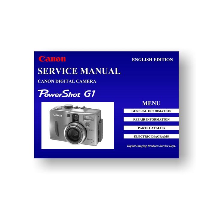 83-page 6.61 MB download for the Canon G1 Service Manual | Canon G1 Service Manual Parts Catalog | Powershot
