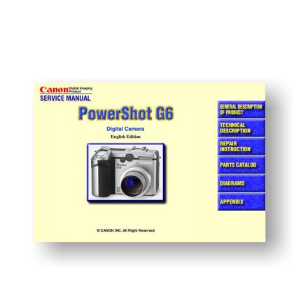 180-page PDF 7.97 MB download for the Canon G6 Service Manual Parts Catalog | Powershot