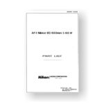 Nikon JAA51951 Repair Manual Parts List AF-I ED 600 4 D IF