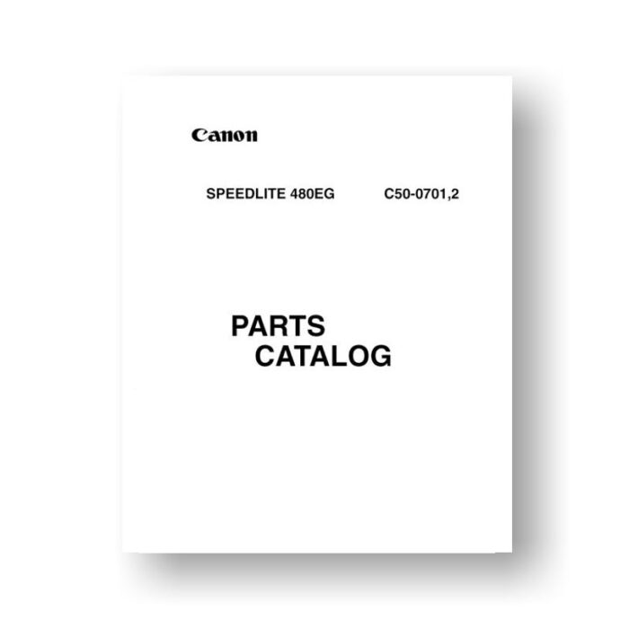 17-page PDF 172 KB download for the Canon C50-0701 Parts Catalog | 480EG | Speedlite