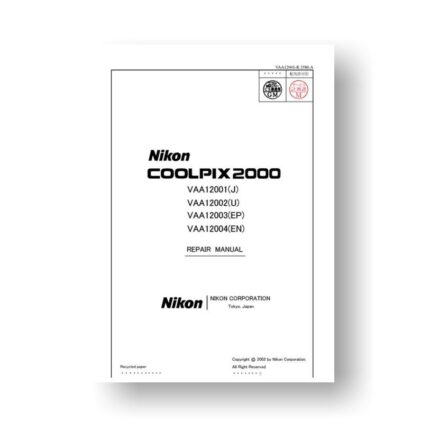 52-page PDF 3.02 MB download for the Nikon VAA12001 Repair Manual Parts List | Coolpix 2000