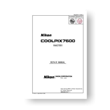 125-page PDF 7.13 MB download for the Nikon Coolpix 7600 Repair Manual Parts List | Digital Compact