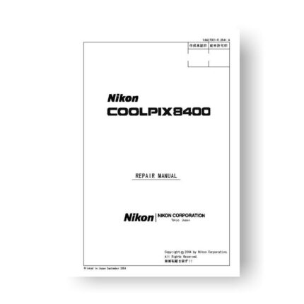 147-page PDF 4.23 MB downoad forr the Nikon Coolpix 8400 Repair Manual Parts List | Digital Compact