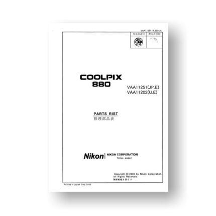 9-page PDF 1.43 MB download for the Nikon Coolpix 880 Parts List | Digital Compact Cameras