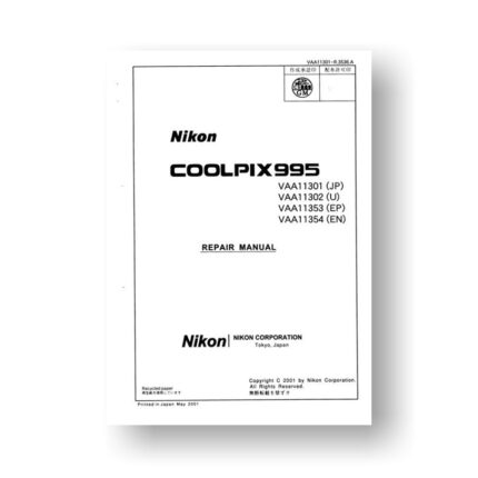 76-page PDF 6.14 MB download for the Nikon Coolpix 995 Repair Manual