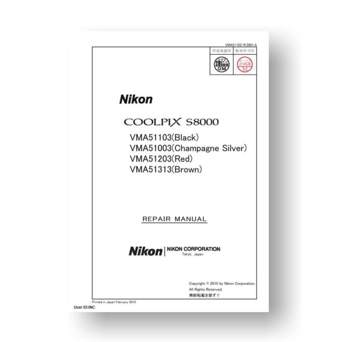 137-page PDF 10.53 MB download for the Nikon Coolpix S8000 Repair Manual | Digital Camera