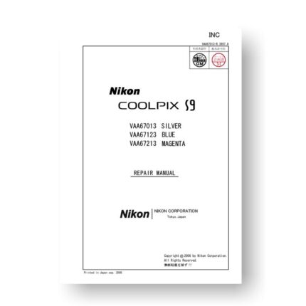 11-page PDF 887 KB download for the Nikon Coolpix S9 Parts List | Digital Cameras