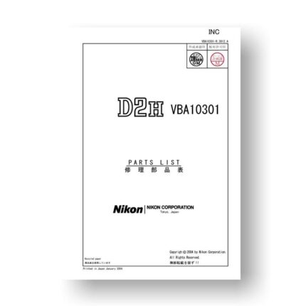 53-page PDF 2.40 MB download for the Nikon D2H Parts List | Digital SLR