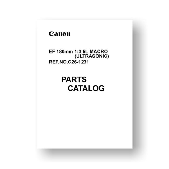 Canon C26-1236 Parts Catalog | 8 page PDF 217 KB download for the EF 180 3.5L Macro Ultrasonic