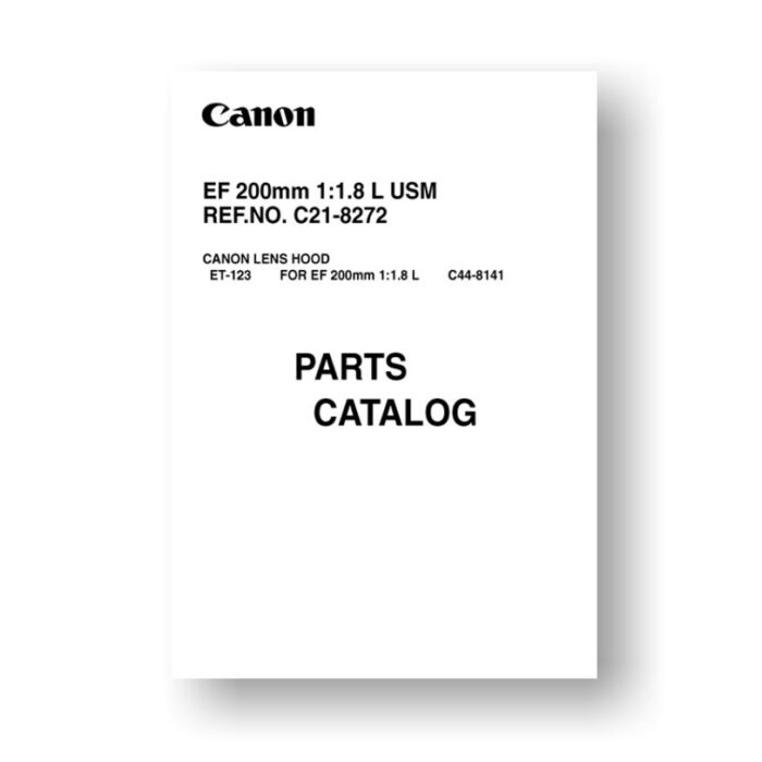 12 page PDF 332 KB download for the Canon C21-8272 Parts Catalog | EF 200 1.8L USM