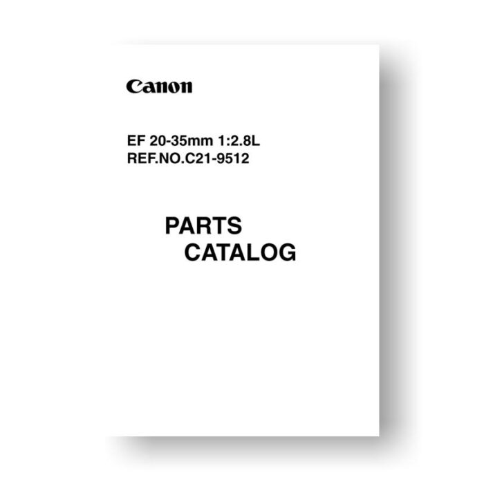 10-page PDF 166 KB download for the Canon C21-9512 Parts Catalog | EF 20-35 2.8L