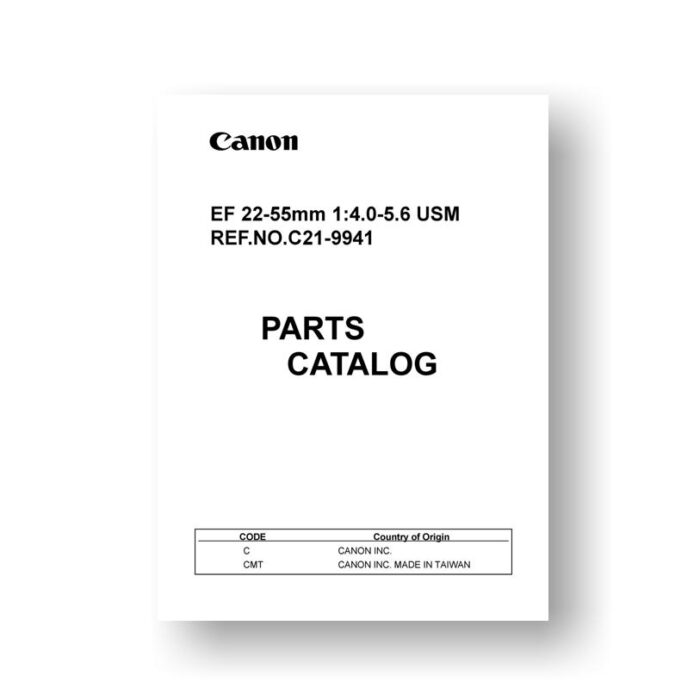 5 page PDF 142 KB download for the C21-9941 Parts Catalog | EF 22-55 4.0-5.6 USM