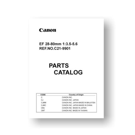 8-page PDF 131 KB download for the Canon C21-9901 Parts Catalog | EF 28-80 3.5-5.6