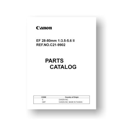 8-page PDF 130 KB download for the Canon C21-9902 Parts Catalog | EF 28-80 3.5-5.6 II