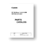 5-page PDF 117 KB download for the Canon C21-9631 Parts Catalog | EF 35-80 4-5.6 USM