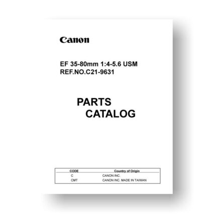 5-page PDF 117 KB download for the Canon C21-9631 Parts Catalog | EF 35-80 4-5.6 USM