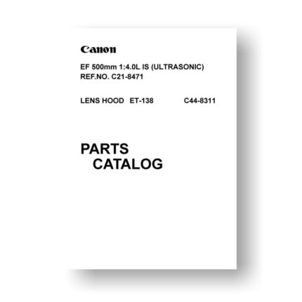6-page PDF 115 KB download for the Canon C21-8471 Parts Catalog | EF 500  4.0 L IS USM