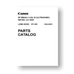 11-page PDF 356 KB for the Canon C21-8491 Parts Catalog | EF 600 4.0L IS USM