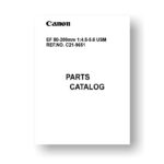 5-page PDF 98.2 KB download for the Canon C21-9651 Parts Catalog | EF 80-200 4.5-5.6 USM